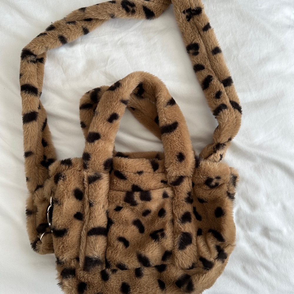 Lou & Grey Tan and Black Faux Fur Shoulder Bag